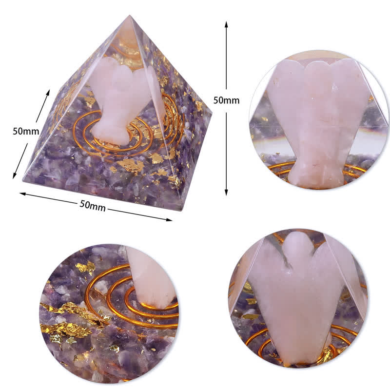 Pirámide de orgón tallada en cristal natural de 5 cm de Olivenorma