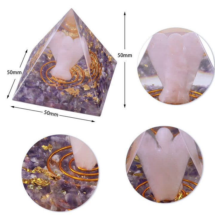Pirámide de orgón tallada en cristal natural de 5 cm de Olivenorma