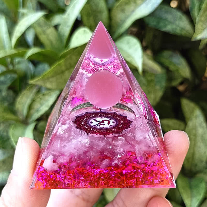 Pirámide de orgón de piedra de ojo de gato rosa de 5 m de Olivenorma