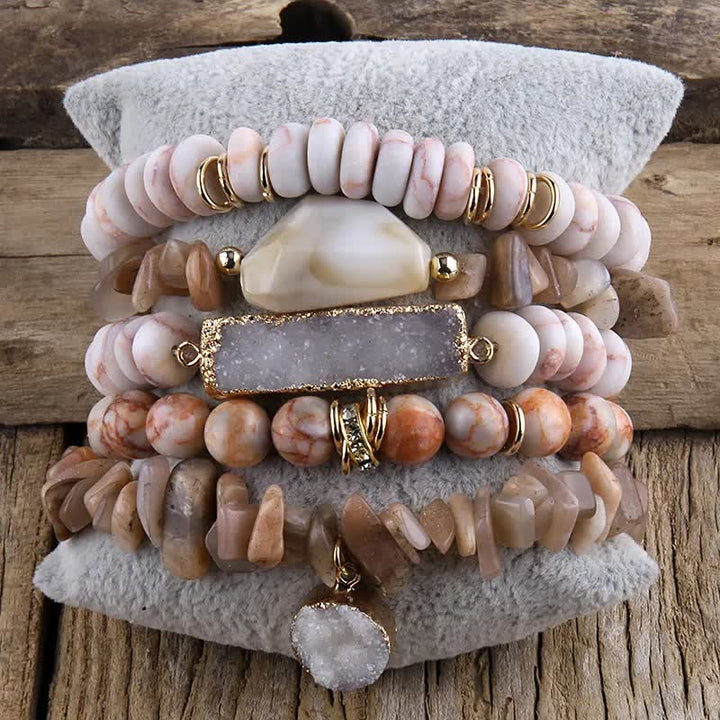 Juego de pulseras de cuentas de 5 capas con cuentas de cristal de Olivenorma