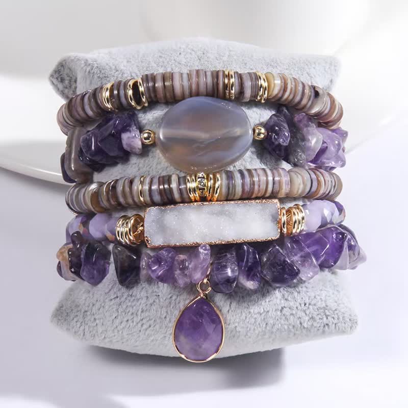 Juego de pulseras de cuentas de 5 capas con cuentas de cristal de Olivenorma