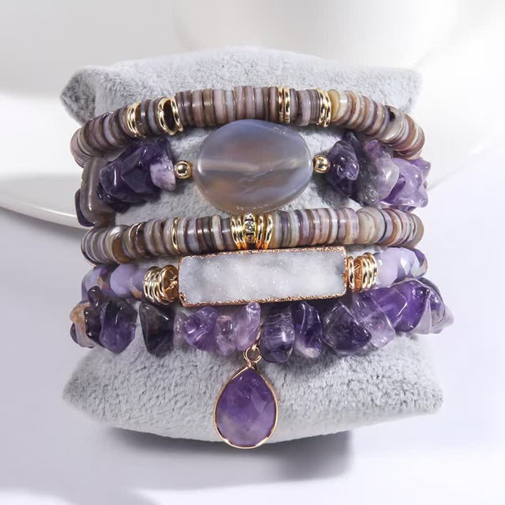 Juego de pulseras de cuentas de 5 capas con cuentas de cristal de Olivenorma