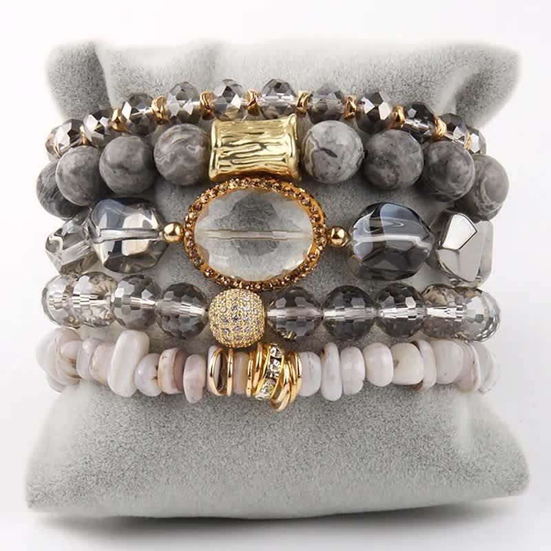 Juego de pulseras de cuentas de 5 capas con cuentas de cristal de Olivenorma