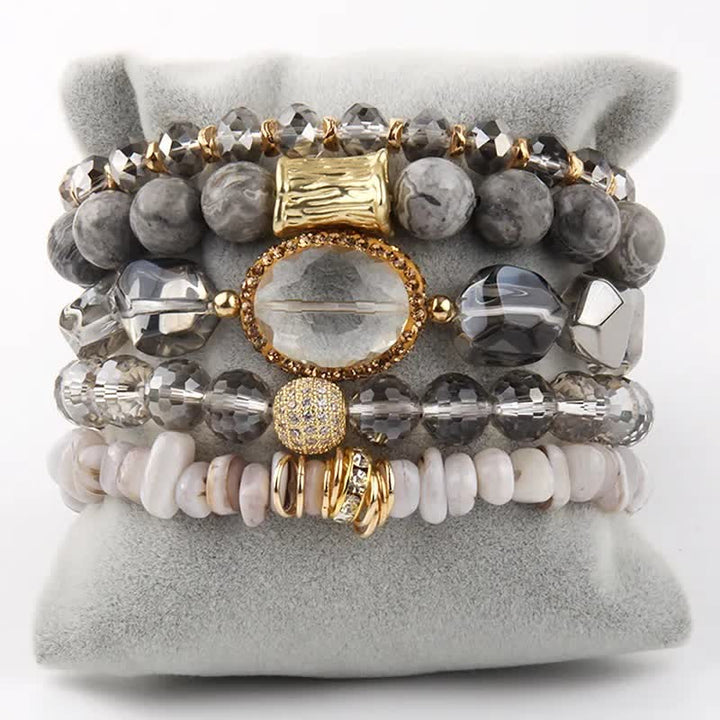 Juego de pulseras de cuentas de 5 capas con cuentas de cristal de Olivenorma
