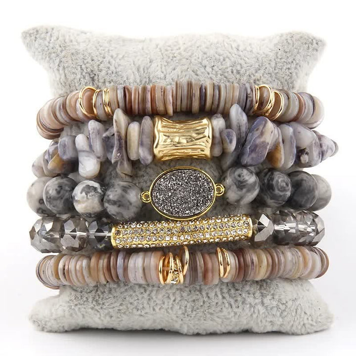 Juego de pulseras de cuentas de 5 capas con cuentas de cristal de Olivenorma