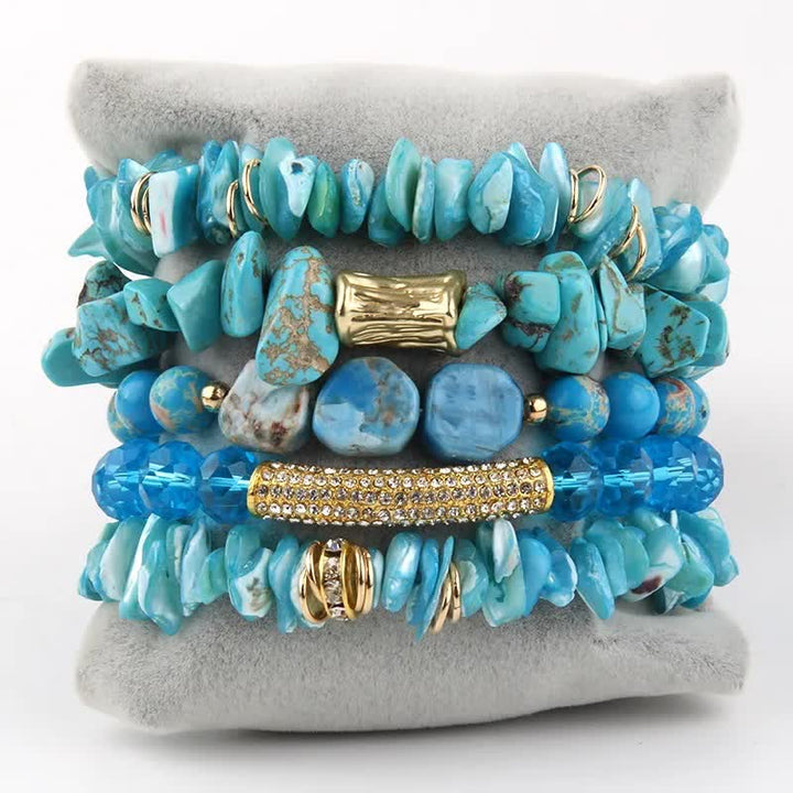 Juego de pulseras de cuentas de 5 capas con cuentas de cristal de Olivenorma