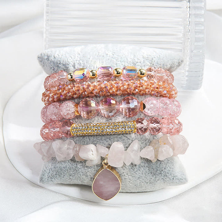Juego de pulseras de cuentas de 5 capas con colgante de perlas de agua dulce de Olivenorma 