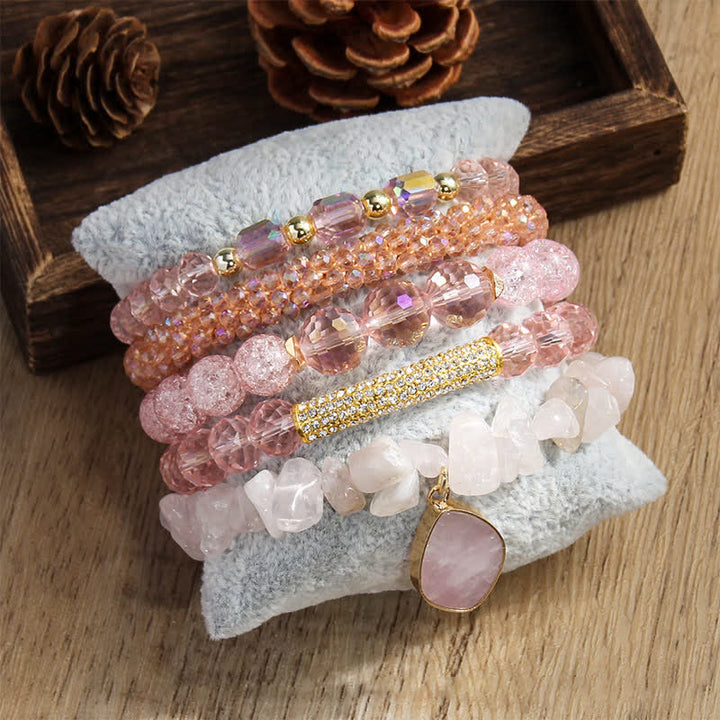 Juego de pulseras de cuentas de 5 capas con colgante de perlas de agua dulce de Olivenorma 