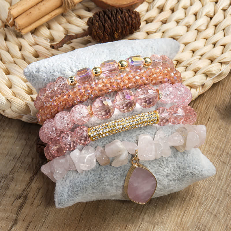 Juego de pulseras de cuentas de 5 capas con colgante de perlas de agua dulce de Olivenorma 