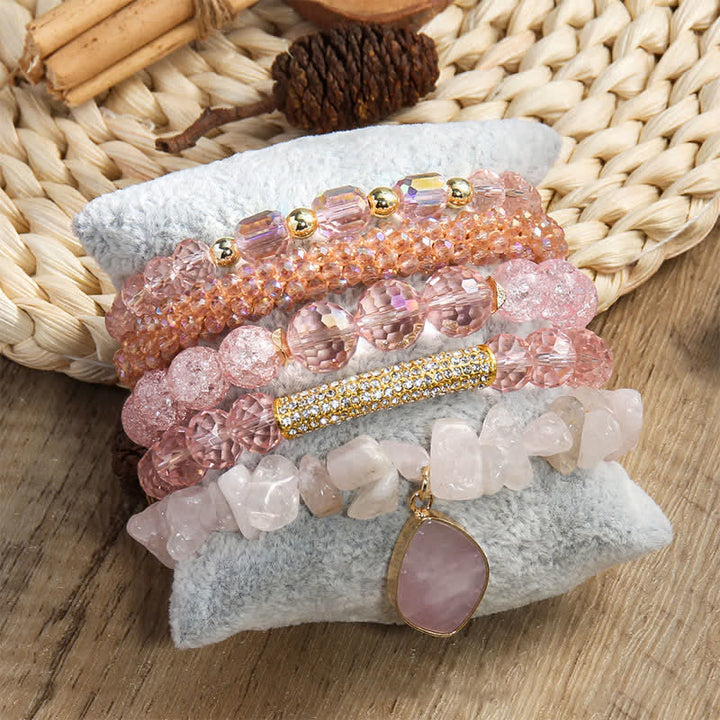Juego de pulseras de cuentas de 5 capas con colgante de perlas de agua dulce de Olivenorma 
