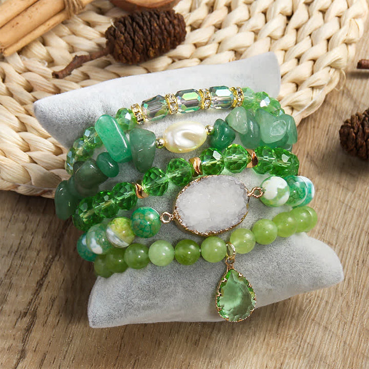 Juego de pulseras de cuentas de 5 capas con colgante de perlas de agua dulce de Olivenorma 