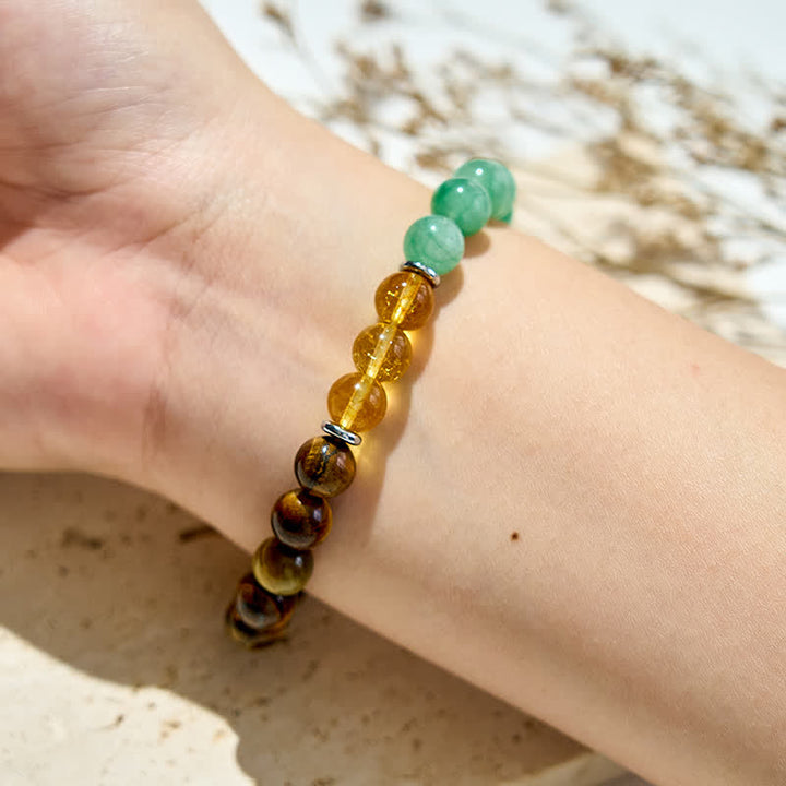 Pulsera de 5 tipos de cuentas de cristal unakita natural de Olivenorma