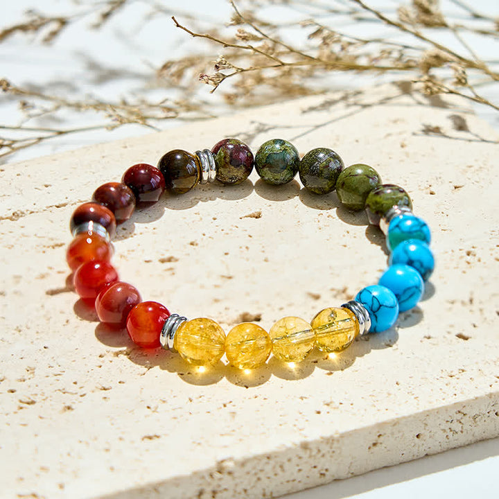 Pulsera de 5 tipos de cuentas de cristal unakita natural de Olivenorma
