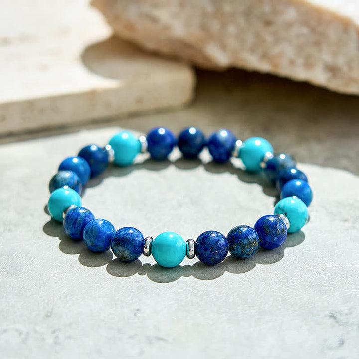 Pulsera de cuentas de lapislázuli y turquesa natural de Olivenorma