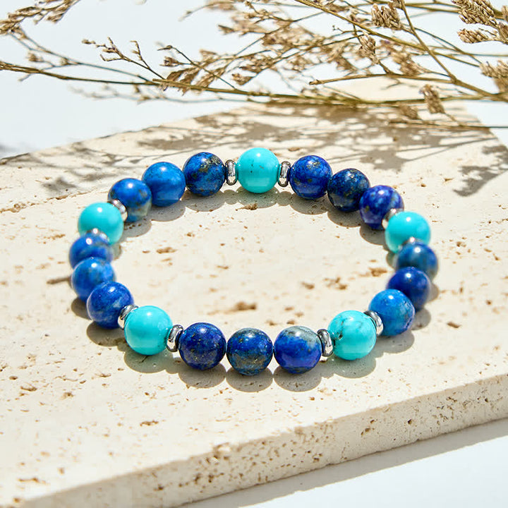 Pulsera de cuentas de lapislázuli y turquesa natural de Olivenorma