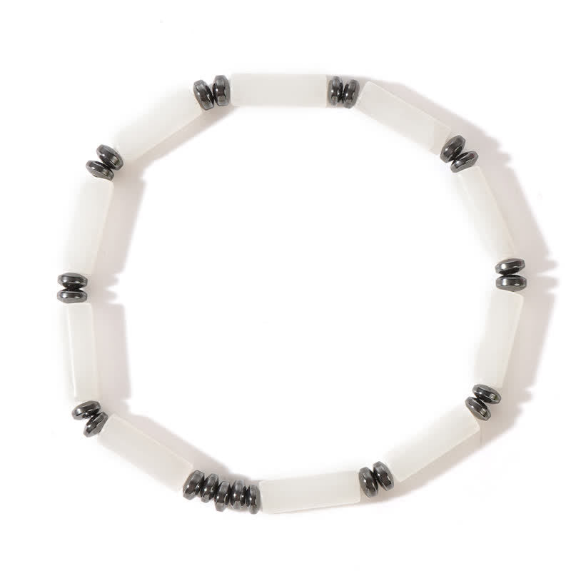 Pulsera de cuentas de jaspe con imagen de cristal transparente de tira larga de Olivenorma