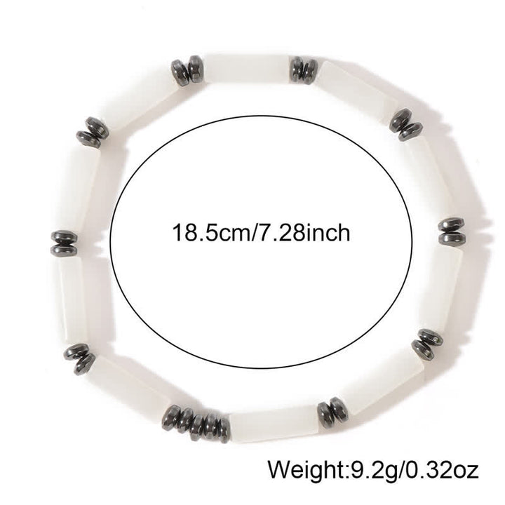 Pulsera de cuentas de jaspe con imagen de cristal transparente de tira larga de Olivenorma