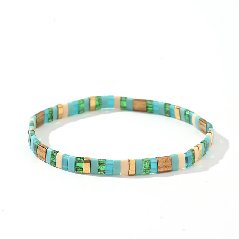 Pulsera de 2 piezas con cuentas de jaspe y amazonita natural de Olivenorma