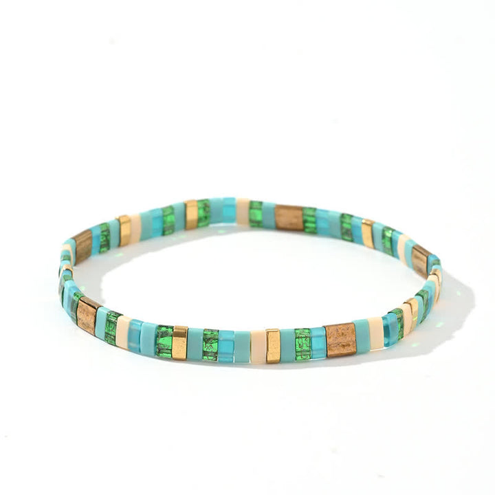 Pulsera de 2 piezas con cuentas de jaspe y amazonita natural de Olivenorma