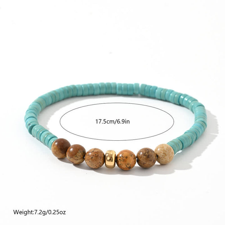 Pulsera de 2 piezas con cuentas de jaspe y amazonita natural de Olivenorma