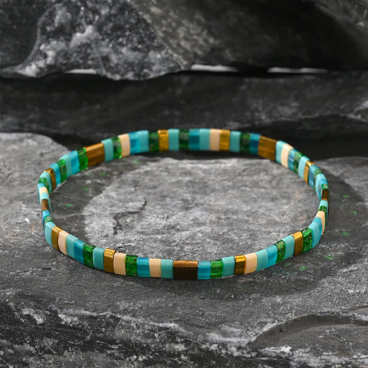 Pulsera de 2 piezas con cuentas de jaspe y amazonita natural de Olivenorma