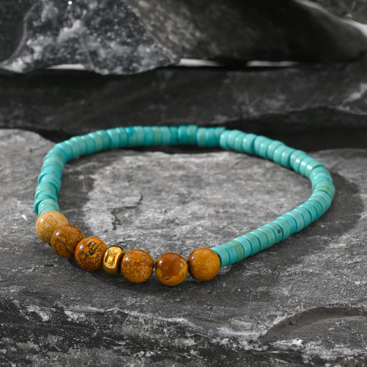 Pulsera de 2 piezas con cuentas de jaspe y amazonita natural de Olivenorma