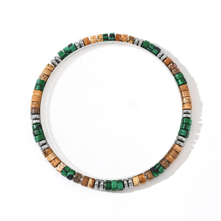 Pulsera de cuentas de ónix negro, hematita y malaquita natural de Olivenorma
