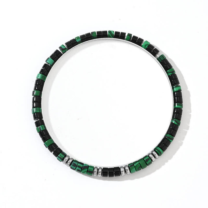Pulsera de cuentas de ónix negro, hematita y malaquita natural de Olivenorma
