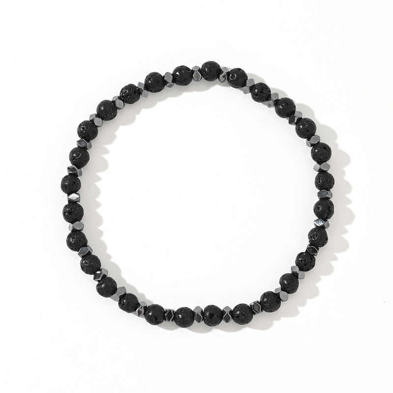 Pulsera de cuentas de turquesa y piedra de lava de hematita natural de Olivenorma 