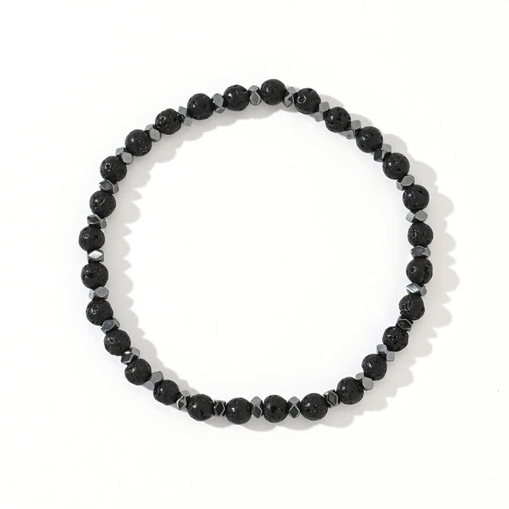 Pulsera de cuentas de turquesa y piedra de lava de hematita natural de Olivenorma 