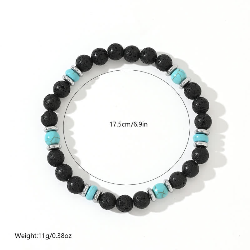 Pulsera de cuentas de turquesa y piedra de lava de hematita natural de Olivenorma 
