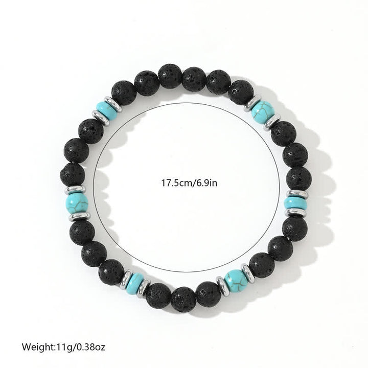 Pulsera de cuentas de turquesa y piedra de lava de hematita natural de Olivenorma 