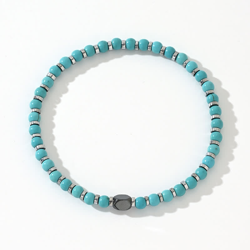 Pulsera de cuentas de turquesa y hematita natural de Olivenorma 