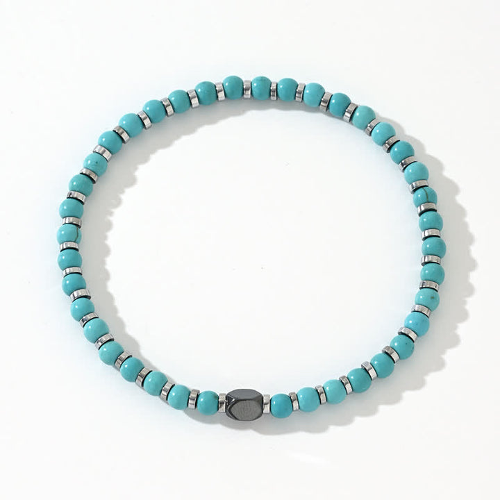 Pulsera de cuentas de turquesa y hematita natural de Olivenorma 