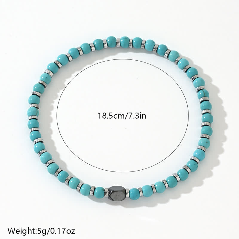 Pulsera de cuentas de turquesa y hematita natural de Olivenorma 
