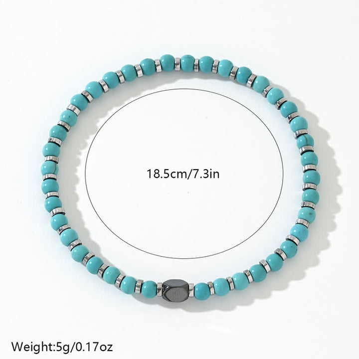 Pulsera de cuentas de turquesa y hematita natural de Olivenorma 