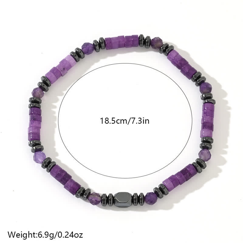 Pulsera de cuentas de hematita y amatista natural de Olivenorma