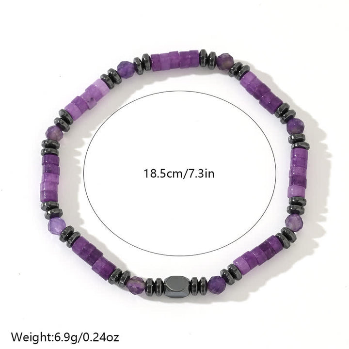 Pulsera de cuentas de hematita y amatista natural de Olivenorma