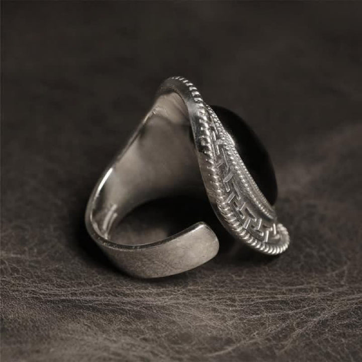 Anillo de plata para hombre con ónix negro natural de Olivenorma