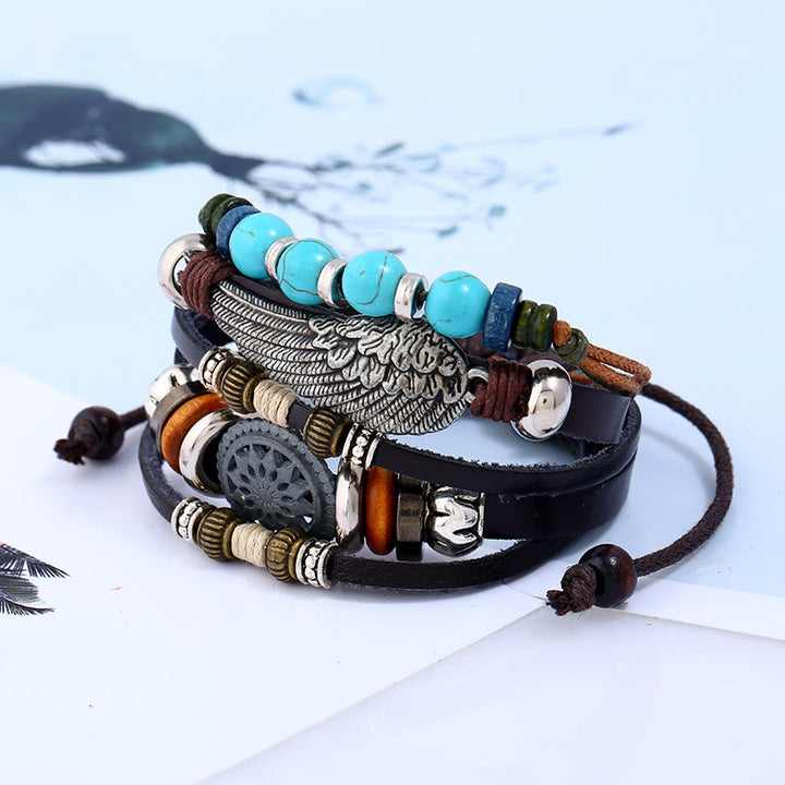 Juego de pulseras multicapa con piedras preciosas estilo punk de Olivenorma