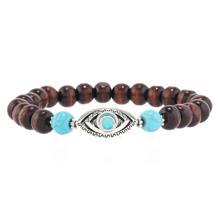Juego de 6 pulseras de cuero turquesa con diseño de ojo malvado de Olivenorma