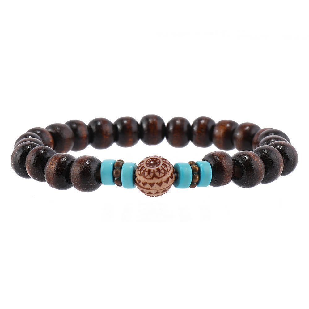 Juego de pulseras de cuero tejidas a mano con piedra natural y plumas de Olivenorma