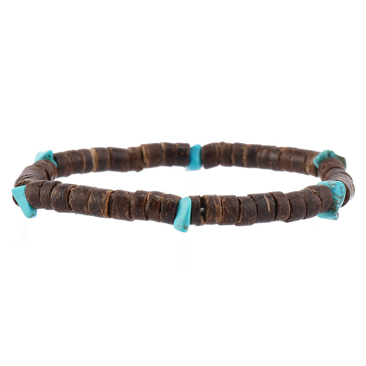 Juego de pulseras de cuero tejidas a mano con piedra natural y plumas de Olivenorma