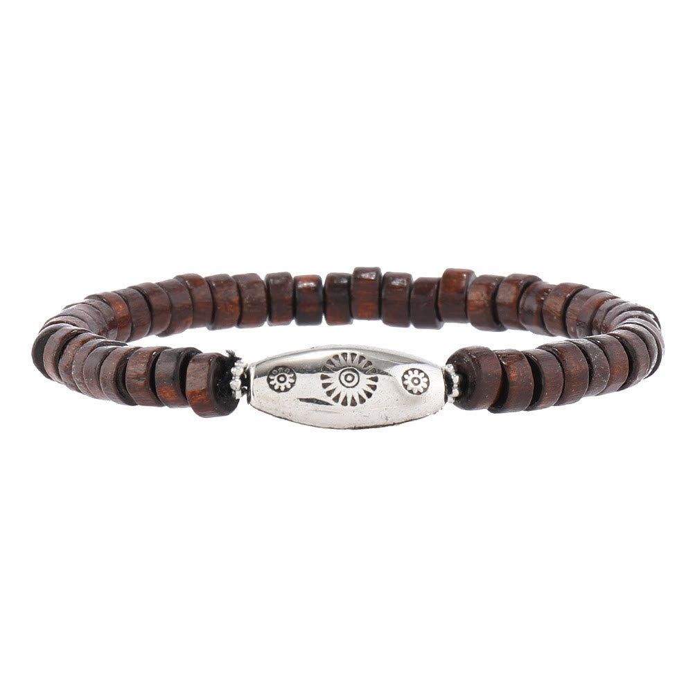 Juego de pulseras de cuero con piedras preciosas de ojo turco multicapa de Olivenorma