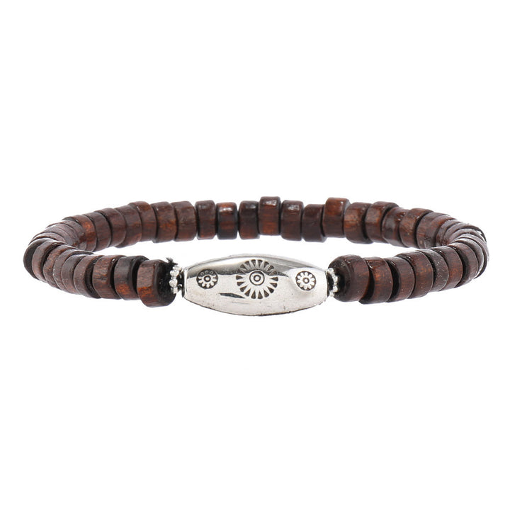 Juego de pulseras de cuero con piedras preciosas de ojo turco multicapa de Olivenorma