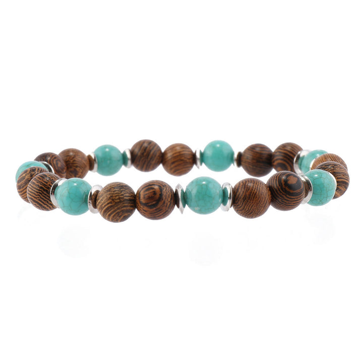 Juego de pulseras de cuero con piedras preciosas de ojo turco multicapa de Olivenorma
