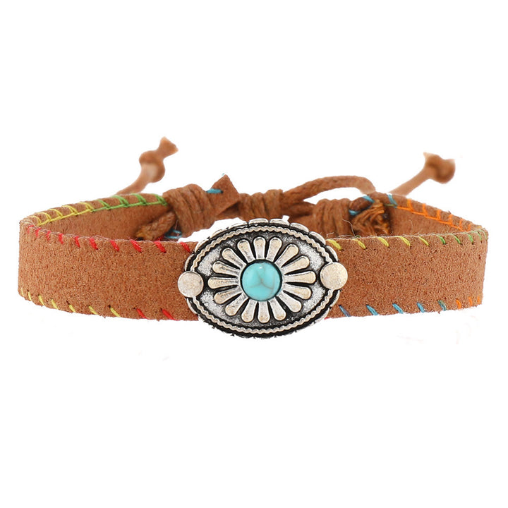 Pulsera trenzada turquesa con cuentas de madera multicapa de Olivenorma