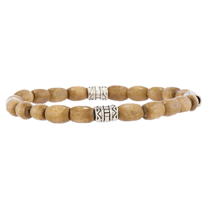 Juego de pulseras de cuentas de madera con plumas de Olivenorma y cuentas de turquesa