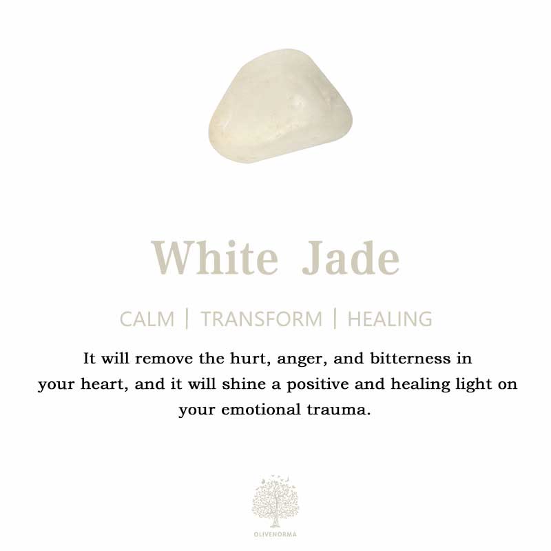 Pulsera curativa de jade blanco y amatista natural de Olivenorma