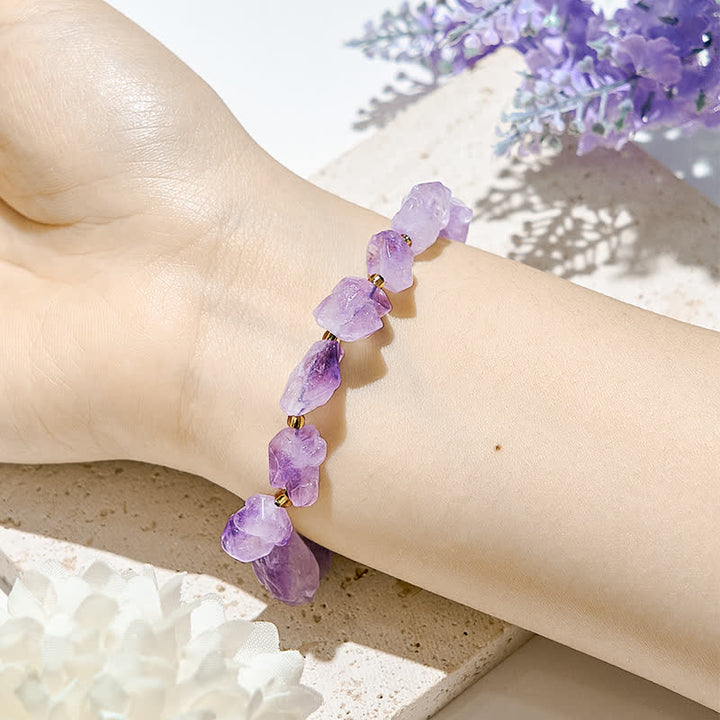Pulsera de cuentas de amatista irregulares naturales de Olivenorma